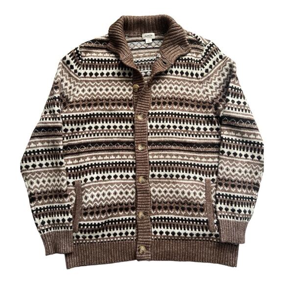 UpWest Cardigan Sweater Mens Lg Shawl Collar Wool Blend Fair Isle Cozy Grandpa - Picture 10 of 10